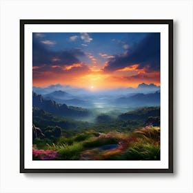 Sunset In The Mountains 15 Art Print