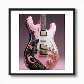 Rhapsody in Pink and Black Guitar Wall Art Collection Art Print