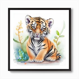 Watercolor Tiger Cub Art Print