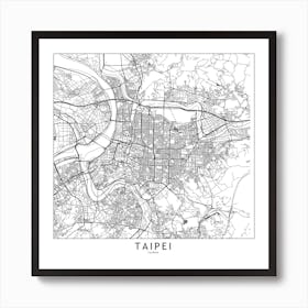 Taipei White Map Square Art Print