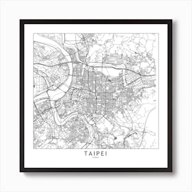 Taipei White Map Square Póster