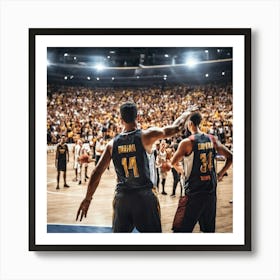 Basketball Players On The Court Art Print