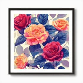 Roses Seamless Pattern Art Print