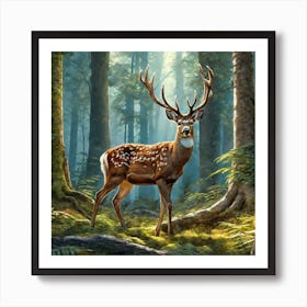 Deer In The Forest 154 Art Print