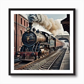 Steam train created using Imagine AI Art Art Print