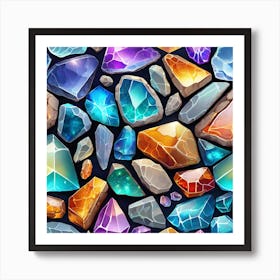 Seamless Pattern Of Gemstones 1 Art Print