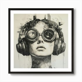 'The City' Headphones Music Art Print