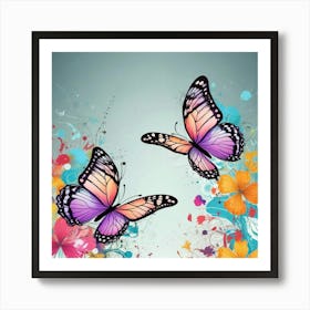 Butterflies And Flowers 19 Art Print