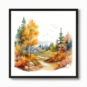 Watercolor Autumn Landscape 19 Art Print