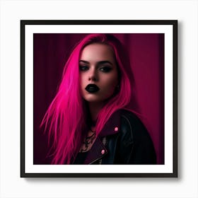 Beautiful Girl With Pink Hair Art Print