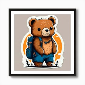 Bear With Backpack 1 Art Print