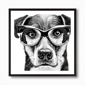 Dog With Glasses 15 Art Print