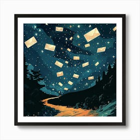 Night Sky With Envelopes Art Print