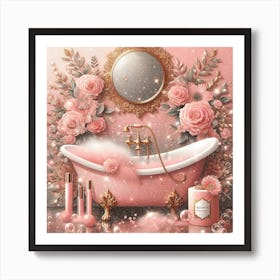 Pink Glamorous glitter Bathroom Art Print