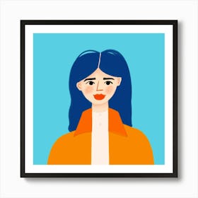 Woman With Blue Hair Art Print