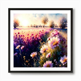 Daisies In The Meadow Art Print