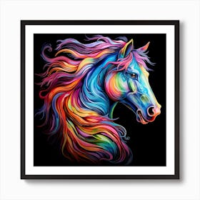 Colourful Rainbow Horse Art Print