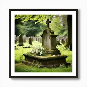 Remembrance Vintage Tomb Landmark Beautiful Plant Headstone Culture Old Architecture Rest (6) Art Print