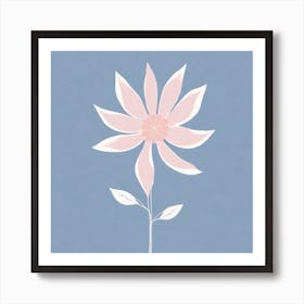 A White And Pink Flower In Minimalist Style Square Composition 325 Art Print