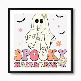 Spooky Hairdresser Ghost Floral Halloween Hairstylist Art Print