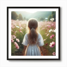 Little Girl In A Field Of Flowers 4 Art Print