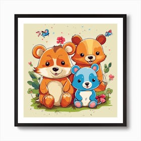 Cute Teddy Bears Art Print