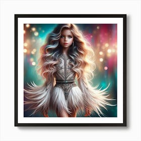 Beautiful Girl With Long Hair 2 Art Print