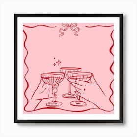 Cheers - Cocktails and Bows Art Print