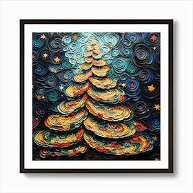 Retro-stitched Christmas Art Print