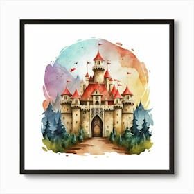 Watercolor Castle Art Print