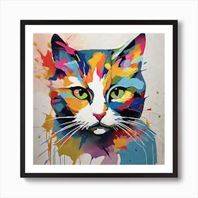 Colorful Cat Painting Art Print