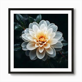 White Dahlia Flower 5 Art Print