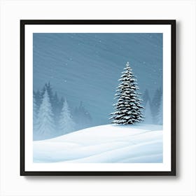 A Serene Winter Landscape Under A Subdued Grey Sky Snow Blankets A Fir Tree Frost Glistens On Surr Art Print