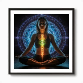 Woman In Meditation Energy auras Art Print