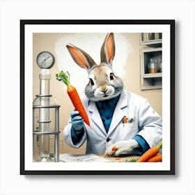 Rabbit In Lab Coat 2 Art Print