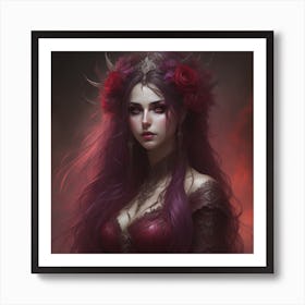 Dark art gothic beautiful enchantress, red purple, beautiful, Royo. Generated with AI, Art Style_Imagine V4, Negative Promt_no unpopular themes or styles, CFG Scale_4.0, Step Scale_50. Art Print