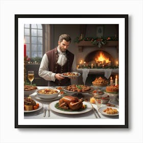 Albedobase Xl A Lavishly Set Christmas Dinner Table With Candl 0 Art Print