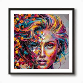 Girl With Colorful Hair Art Print