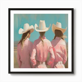 Three Cowgirls In Pink Poster