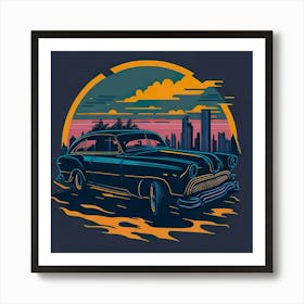 Car Colored Artwork Of Graphic Design Flat (25) Art Print