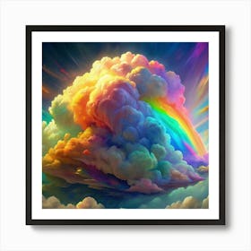 Abstract Colorful Cloud With Rainbow Art Print