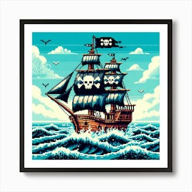 8-bit pirate ship 3 Art Print