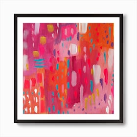 Pink and Orange Brushstrokes Abstract  Art Print