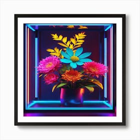 Neon Flowers 2 Art Print