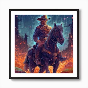 Cowboy On A Horse Art Print