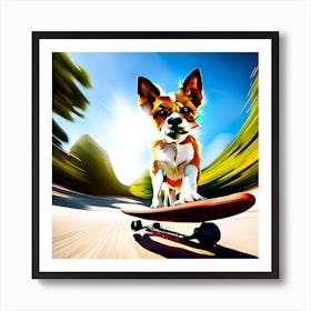 Skateboarding Dog Art Print