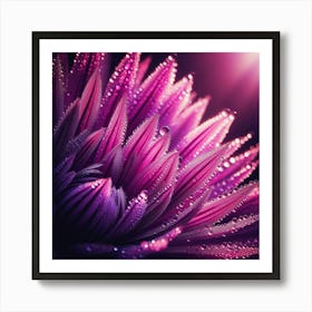 Purple Flower With Water Droplets Art Print