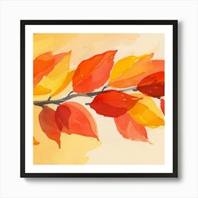 Watercolor Autumn Leaves Art Print