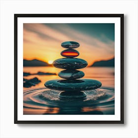 Pebbles At Sunset 3 Art Print