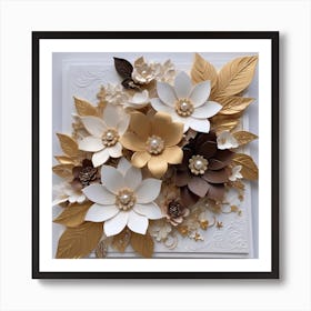 Flowers in gold 9 Art Print